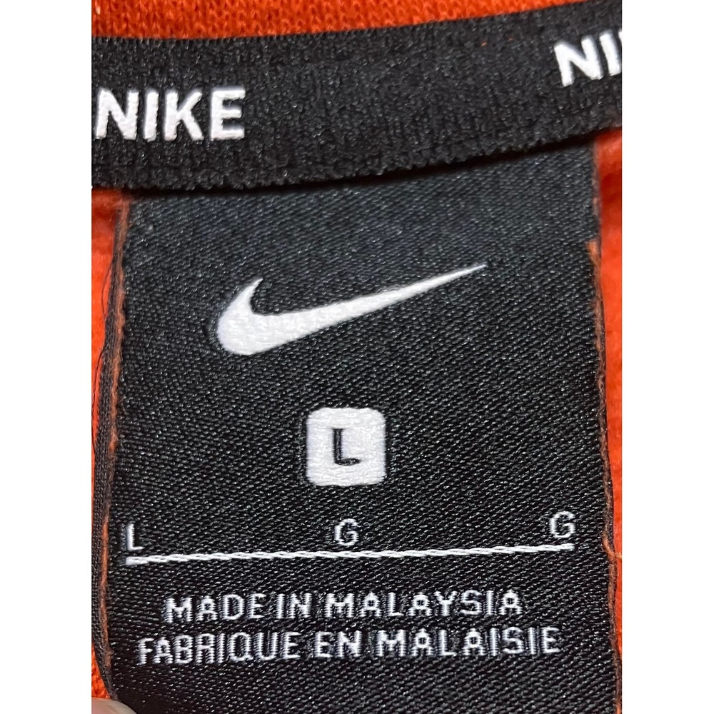Nike Sweatshirt Mens Large Orange Gray Colorblock Crewneck Fleece Pullover - Picture 3 of 6